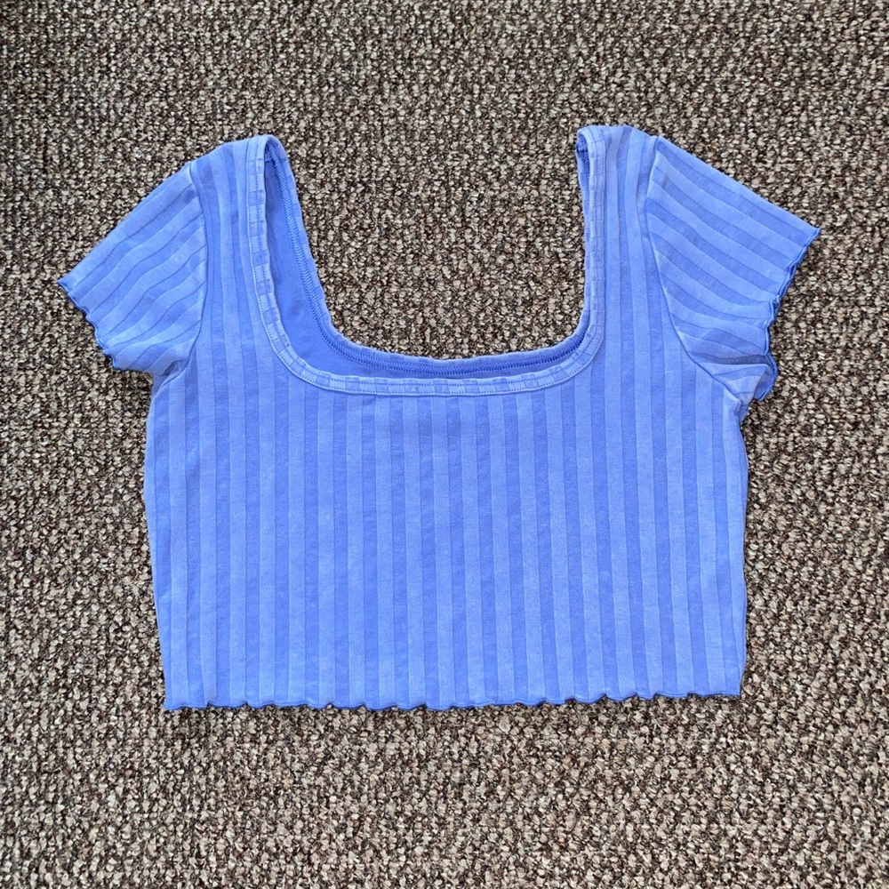 Aerie Blue Striped Crop Top